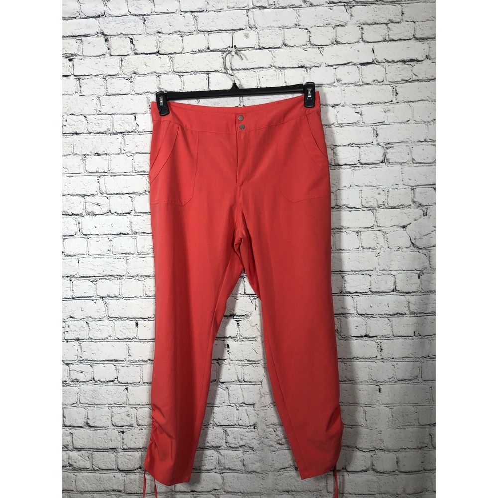 Sunday Pants Womens Capri Christopher & Banks Coral Red 12 Excellent Ruched Hem